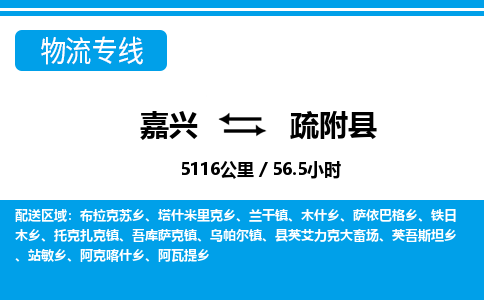 嘉興到疏附縣物流專線-嘉興至疏附縣貨運公司