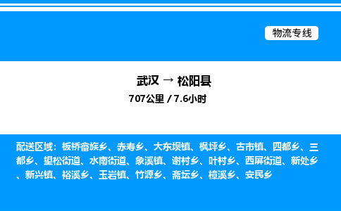 武漢到松陽縣物流專線-武漢至松陽縣貨運(yùn)公司