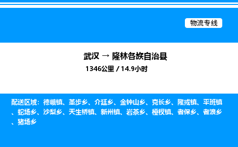 武漢到隆林縣物流專線-武漢至隆林縣貨運公司