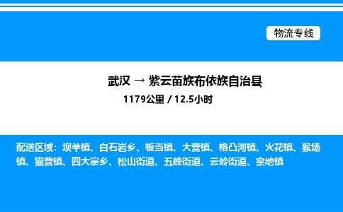 武漢到紫云縣物流專線-武漢至紫云縣貨運(yùn)公司