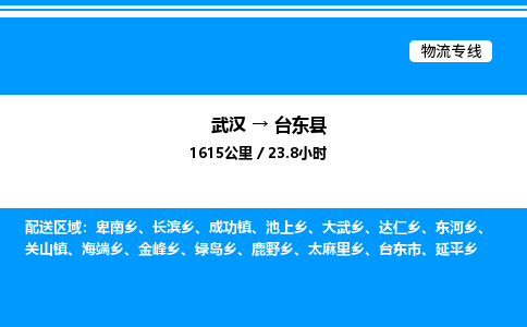 武漢到臺(tái)東縣物流專線-武漢至臺(tái)東縣貨運(yùn)公司